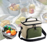 Maxbell Insulated Lunch Bag Oxford Cloth Reusable Organizer for Camping Fishing Work Green