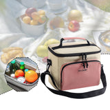 Maxbell Insulated Lunch Bag Oxford Cloth Reusable Organizer for Camping Fishing Work Pink