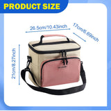 Maxbell Insulated Lunch Bag Oxford Cloth Reusable Organizer for Camping Fishing Work Pink