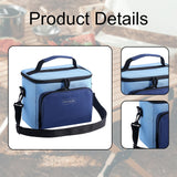 Maxbell Insulated Lunch Bag Oxford Cloth Reusable Organizer for Camping Fishing Work Blue