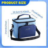 Maxbell Insulated Lunch Bag Oxford Cloth Reusable Organizer for Camping Fishing Work Blue