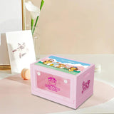 Maxbell Foldable Storage Box 20L Cartoon Folding Container for Home Bedroom Home Use Pink Clear