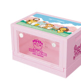 Maxbell Foldable Storage Box 20L Cartoon Folding Container for Home Bedroom Home Use Pink Clear
