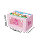 Maxbell Foldable Storage Box 20L Cartoon Folding Container for Home Bedroom Home Use Pink Clear