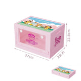 Maxbell Foldable Storage Box 20L Cartoon Folding Container for Home Bedroom Home Use Pink Clear