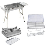 Maxbell Barbecue Grill Sturdy Foldable Charcoal Grill for Household Hiking Traveling