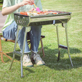 Maxbell Barbecue Grill Sturdy Foldable Charcoal Grill for Household Hiking Traveling