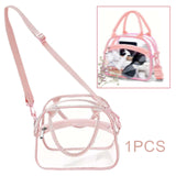 Maxbell Transparent Shoulder Bag PVC Waterproof Handbag for Outdoor Workplace Hiking Pink