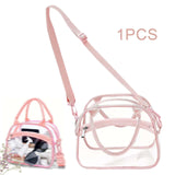 Maxbell Transparent Shoulder Bag PVC Waterproof Handbag for Outdoor Workplace Hiking Pink