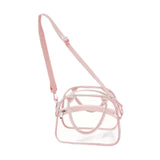Maxbell Transparent Shoulder Bag PVC Waterproof Handbag for Outdoor Workplace Hiking Pink