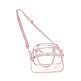 Maxbell Transparent Shoulder Bag PVC Waterproof Handbag for Outdoor Workplace Hiking Pink