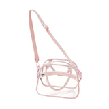 Maxbell Transparent Shoulder Bag PVC Waterproof Handbag for Outdoor Workplace Hiking Pink