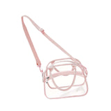 Maxbell Transparent Shoulder Bag PVC Waterproof Handbag for Outdoor Workplace Hiking Pink