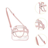 Maxbell Transparent Shoulder Bag PVC Waterproof Handbag for Outdoor Workplace Hiking Pink