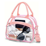 Maxbell Transparent Shoulder Bag PVC Waterproof Handbag for Outdoor Workplace Hiking Pink