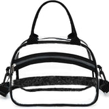 Maxbell Transparent Shoulder Bag PVC Waterproof Handbag for Outdoor Workplace Hiking Black