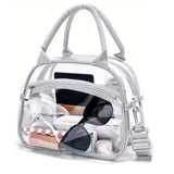 Maxbell Transparent Shoulder Bag PVC Waterproof Handbag for Outdoor Workplace Hiking Gray