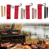 Maxbell Travel Chopsticks Foldable Multiple Use Wood Portable for Office Home Picnic Khaki