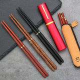 Maxbell Travel Chopsticks Foldable Multiple Use Wood Portable for Office Home Picnic Red