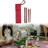 Maxbell Travel Chopsticks Foldable Multiple Use Wood Portable for Office Home Picnic Red