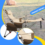 Maxbell Camping Folding Lounge Chair with Armrests and Pillow for Sunbathing Fishing