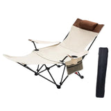 Maxbell Camping Folding Lounge Chair with Armrests and Pillow for Sunbathing Fishing