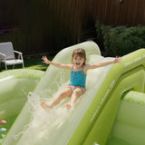 Inflatable Pool Slide for Kids Wear Resistant PVC for Backyard Summer Family Green
