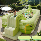 Inflatable Pool Slide for Kids Wear Resistant PVC for Backyard Summer Family Green