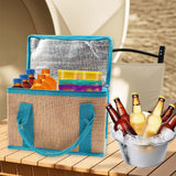 Maxbell Insulated Food Delivery Bag Adults Grocery Tote for Travel Restaurant Office Khaki Blue