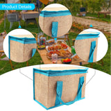 Maxbell Insulated Food Delivery Bag Adults Grocery Tote for Travel Restaurant Office Khaki Blue