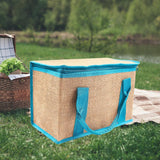 Maxbell Insulated Food Delivery Bag Adults Grocery Tote for Travel Restaurant Office Khaki Blue