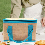 Maxbell Insulated Food Delivery Bag Adults Grocery Tote for Travel Restaurant Office Khaki Blue