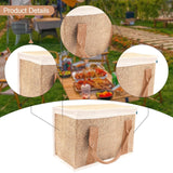 Maxbell Insulated Food Delivery Bag Adults Grocery Tote for Travel Restaurant Office Khaki White