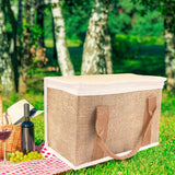 Maxbell Insulated Food Delivery Bag Adults Grocery Tote for Travel Restaurant Office Khaki White