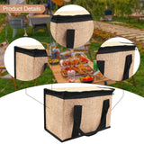 Maxbell Insulated Food Delivery Bag Adults Grocery Tote for Travel Restaurant Office Khaki Black