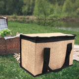 Maxbell Insulated Food Delivery Bag Adults Grocery Tote for Travel Restaurant Office Khaki Black