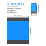 Maxbell Beach Blanket Toy Pad Waterproof Foldable 78.74inchx82.68inch Picnic Blanket blue gray