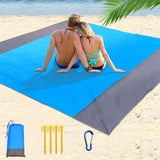 Maxbell Beach Blanket Toy Pad Waterproof Foldable 78.74inchx82.68inch Picnic Blanket blue gray
