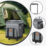 Maxbell Rolling Cooler, Practical Storage Tote Bag Cooler Bag for Patio Hiking Beach Grey