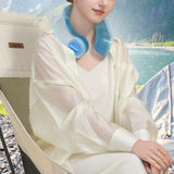 Maxbell Outdoor Cooling Neck Cooler Summer Icing Neck Fan for Sports Camping Jogging Blue