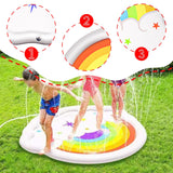 Maxbell Splash Pad for Kids Thickened PVC Water Spray Pad for Toddlers Dogs Backyard Rainbow