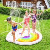 Maxbell Splash Pad for Kids Thickened PVC Water Spray Pad for Toddlers Dogs Backyard Rainbow
