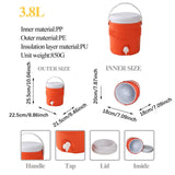 Maxbell 3.8L Insulated Camping Cooler Barrel Water Bottle Jug for RV Outdoor Fishing Orange