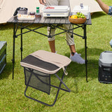 Maxbell Folding Backpack Stool Ottoman Portable Camping Chair for Home Garden Adults Khaki and L