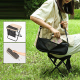 Maxbell Folding Backpack Stool Ottoman Portable Camping Chair for Home Garden Adults Black and S