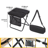 Maxbell Folding Backpack Stool Ottoman Portable Camping Chair for Home Garden Adults Black and L