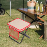 Maxbell Folding Camping Stool Compact Foot Rest Stool for Travel Backpacking Outdoor L Khaki and Red