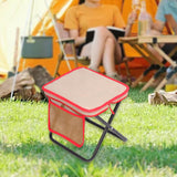 Maxbell Folding Camping Stool Compact Foot Rest Stool for Travel Backpacking Outdoor L Khaki and Red