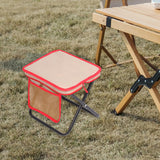 Maxbell Folding Camping Stool Compact Foot Rest Stool for Travel Backpacking Outdoor L Khaki and Red