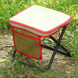 Maxbell Folding Camping Stool Compact Foot Rest Stool for Travel Backpacking Outdoor L Khaki and Red